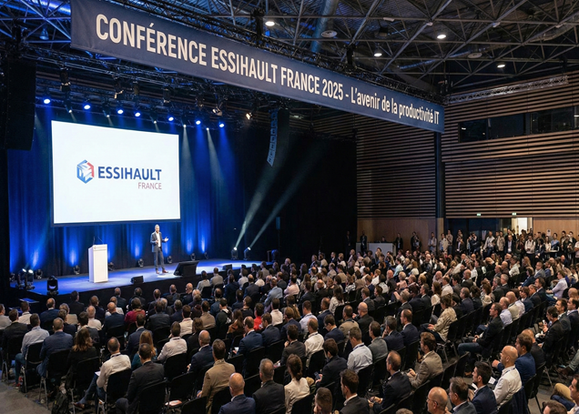 Conférence Essihault france devant des centaines de partenaires.